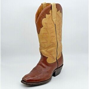 D.W. Frommer II Leather Bespoke Cowboy Boots Men’s 6 EEE Two Tone Tan Brown